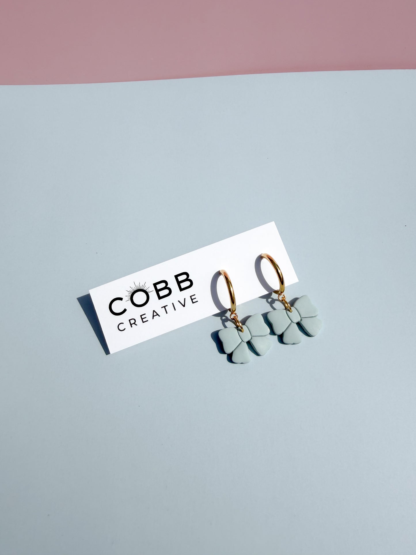 Mint Bow Hoop Earrings