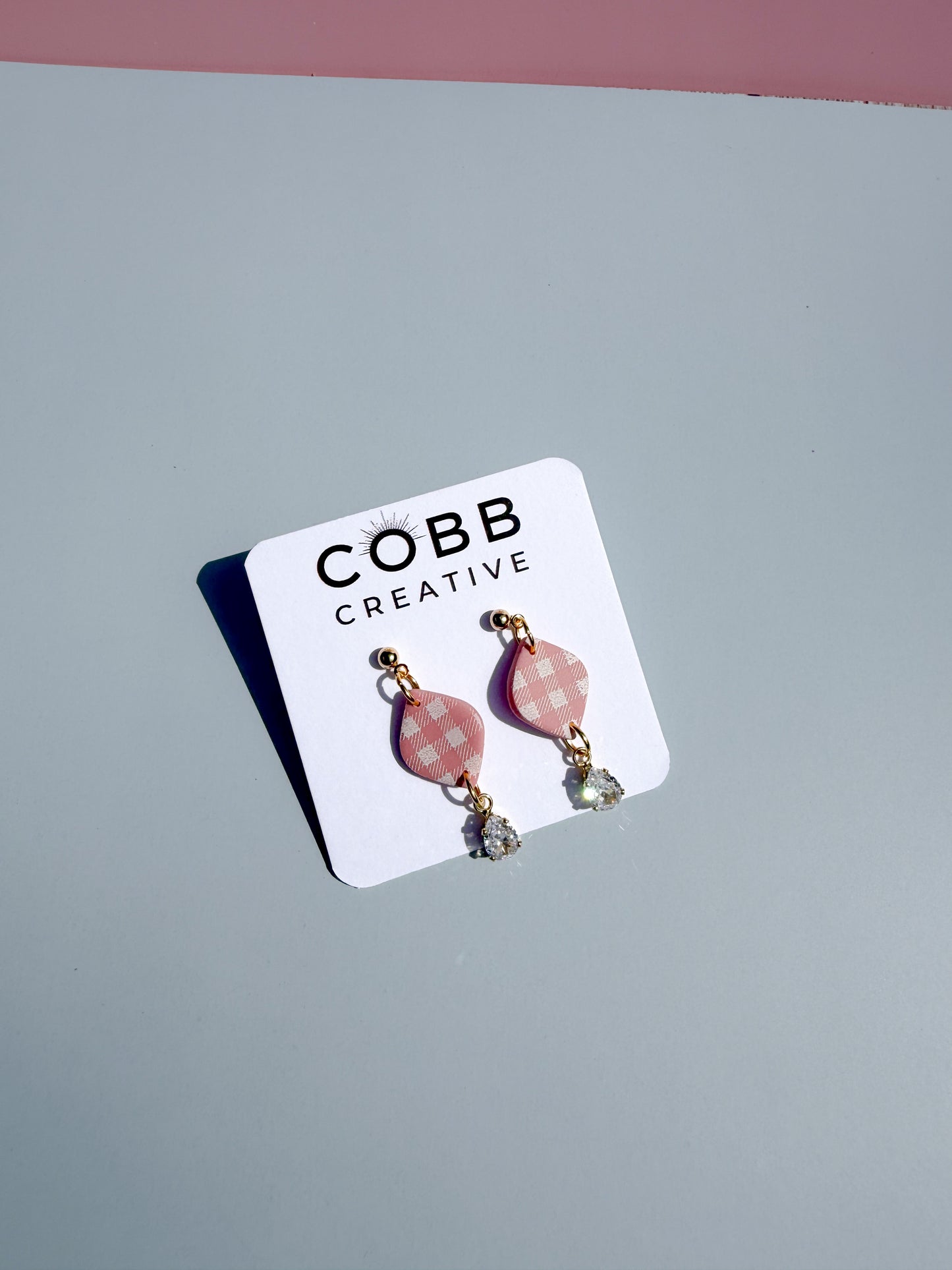 Pink Gingham Small Earrings