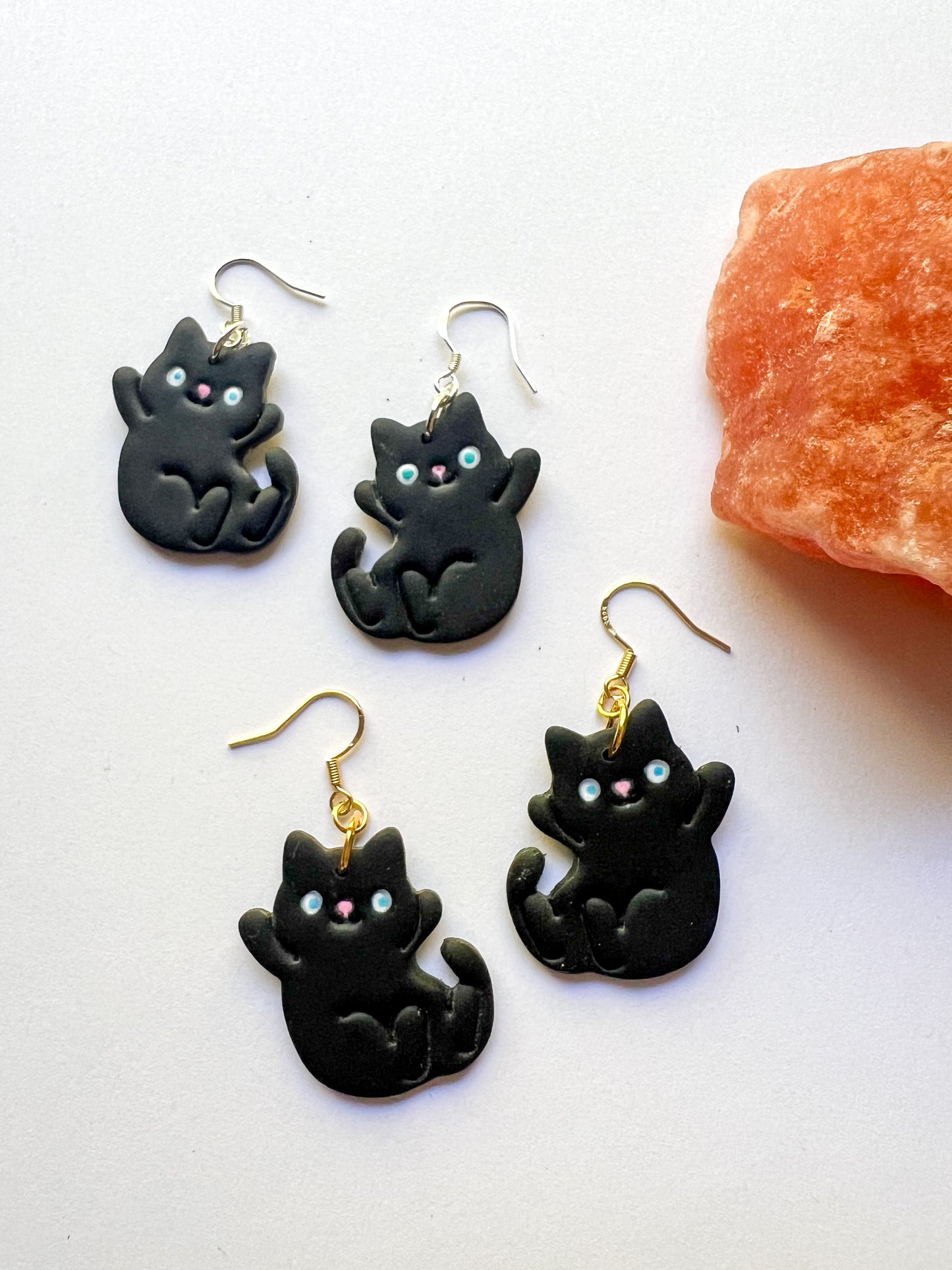 Black Cat Hook Earrings