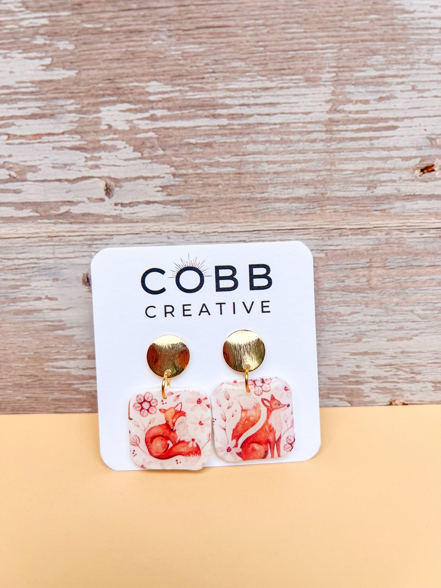 Fall Fox Square Earrings