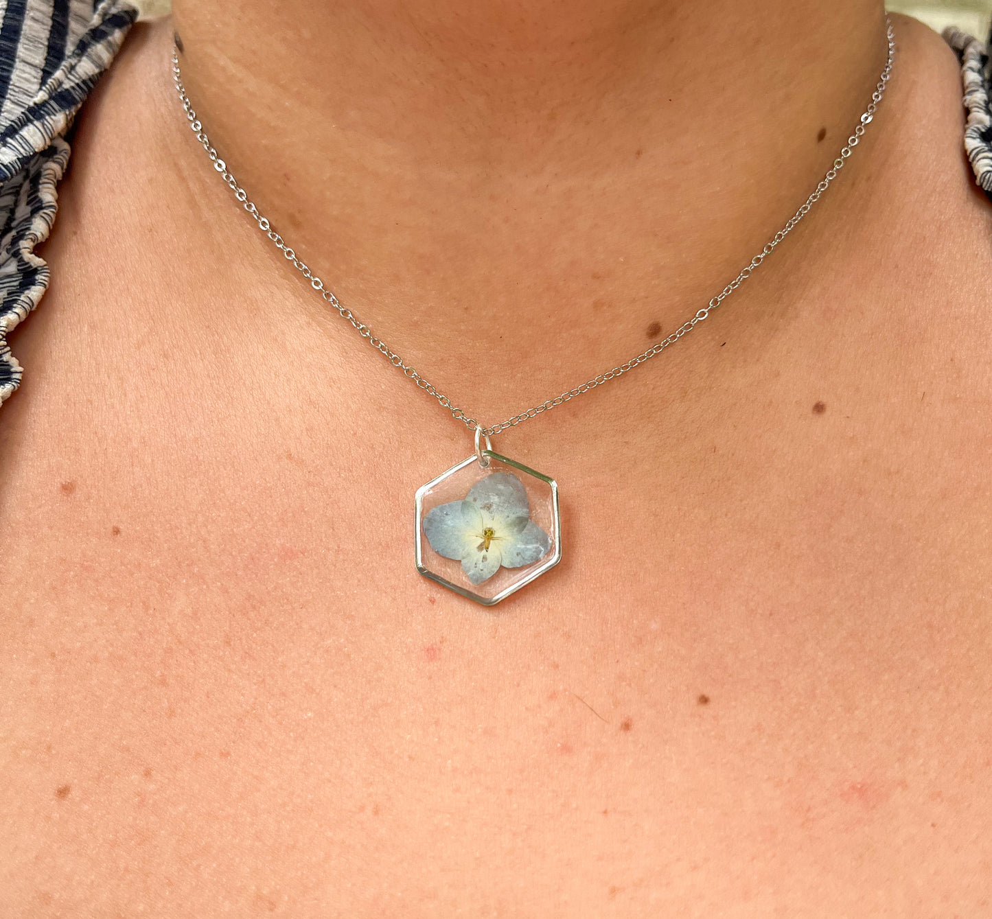 Small Blue Hydrangea Necklace
