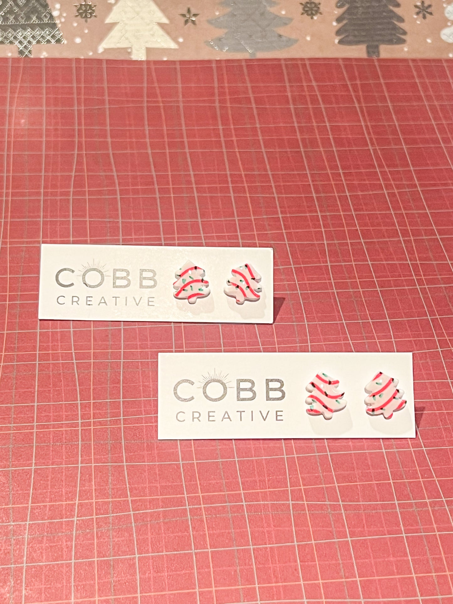 Christmas Tree Cake Stud Earrings