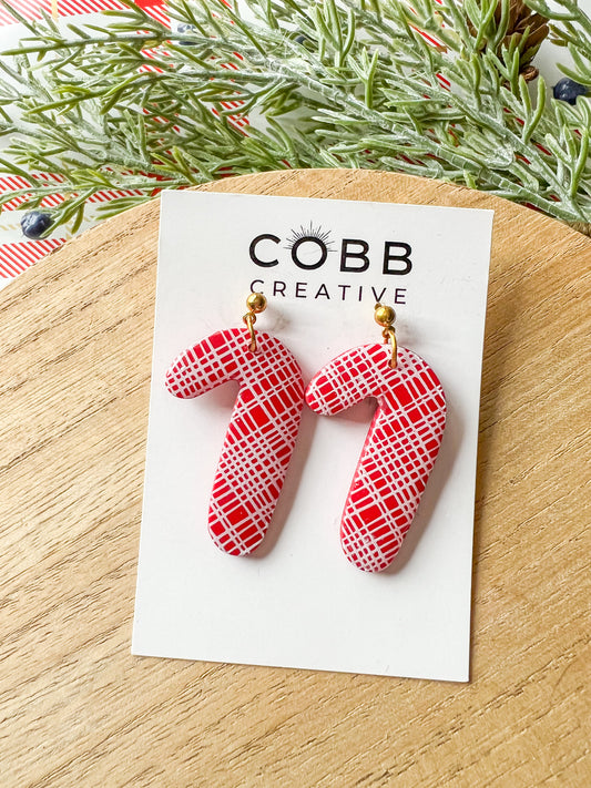Large Candy Cane Drop Earrings