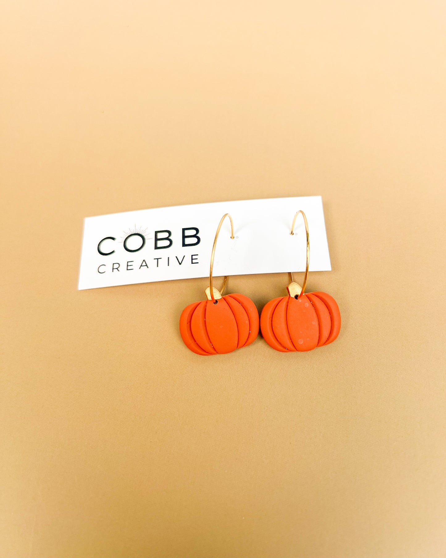 Orange Pumpkin Hoop Earrings