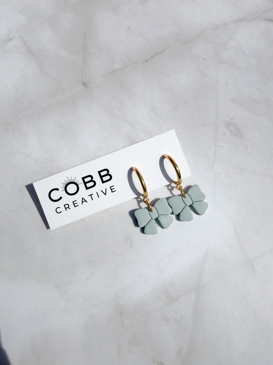 Mint Bow Hoop Earrings