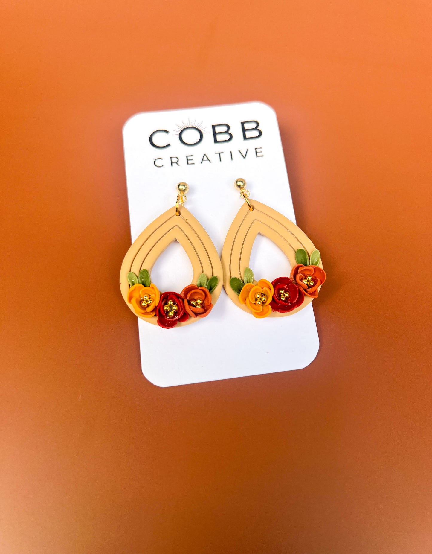 Extruded Teardrop Fall Florals Earrings