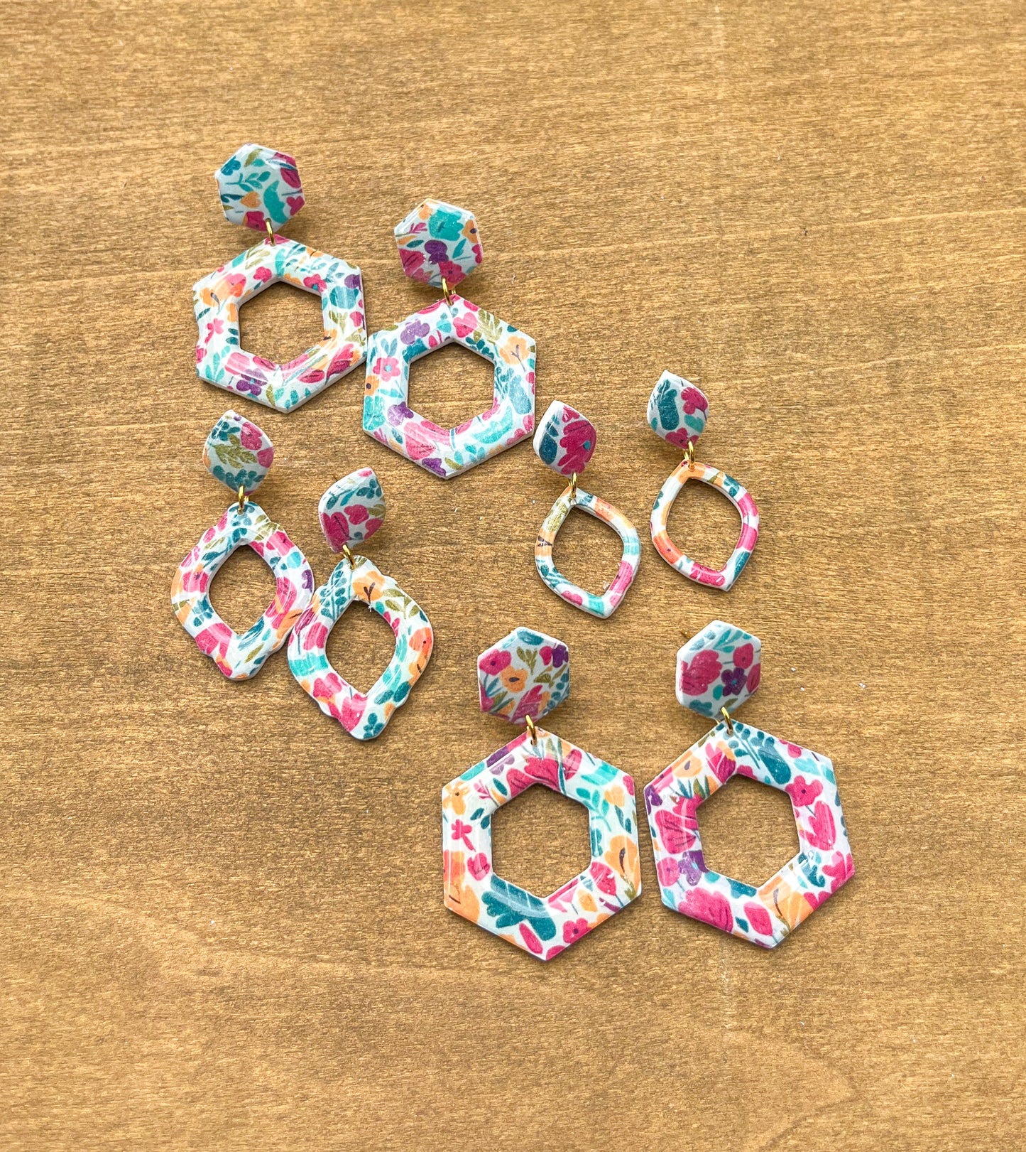 Garden Party Hexagon Earrings