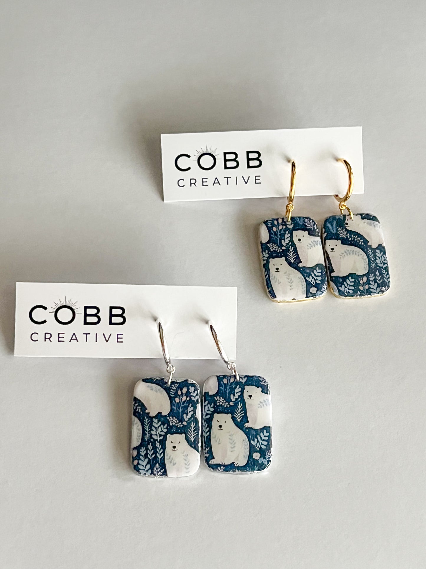 Polar Bear Large Hoop Earrings