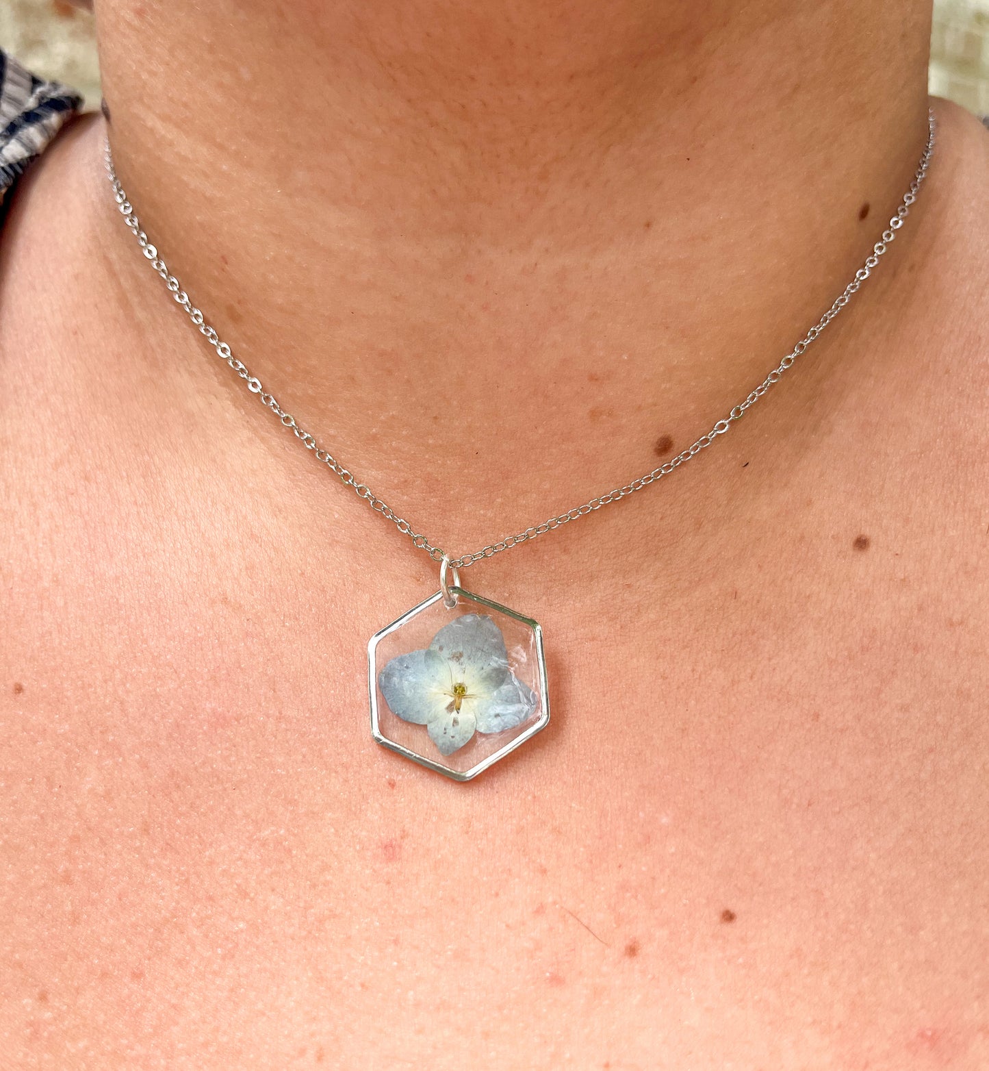 Small Blue Hydrangea Necklace