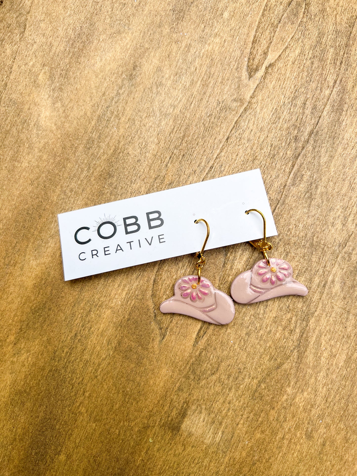 Cowgirl Hat Flower Leverback Earrings