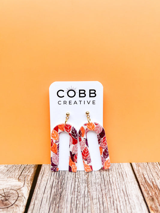 Arch Shaped Fall Leaves Earrings