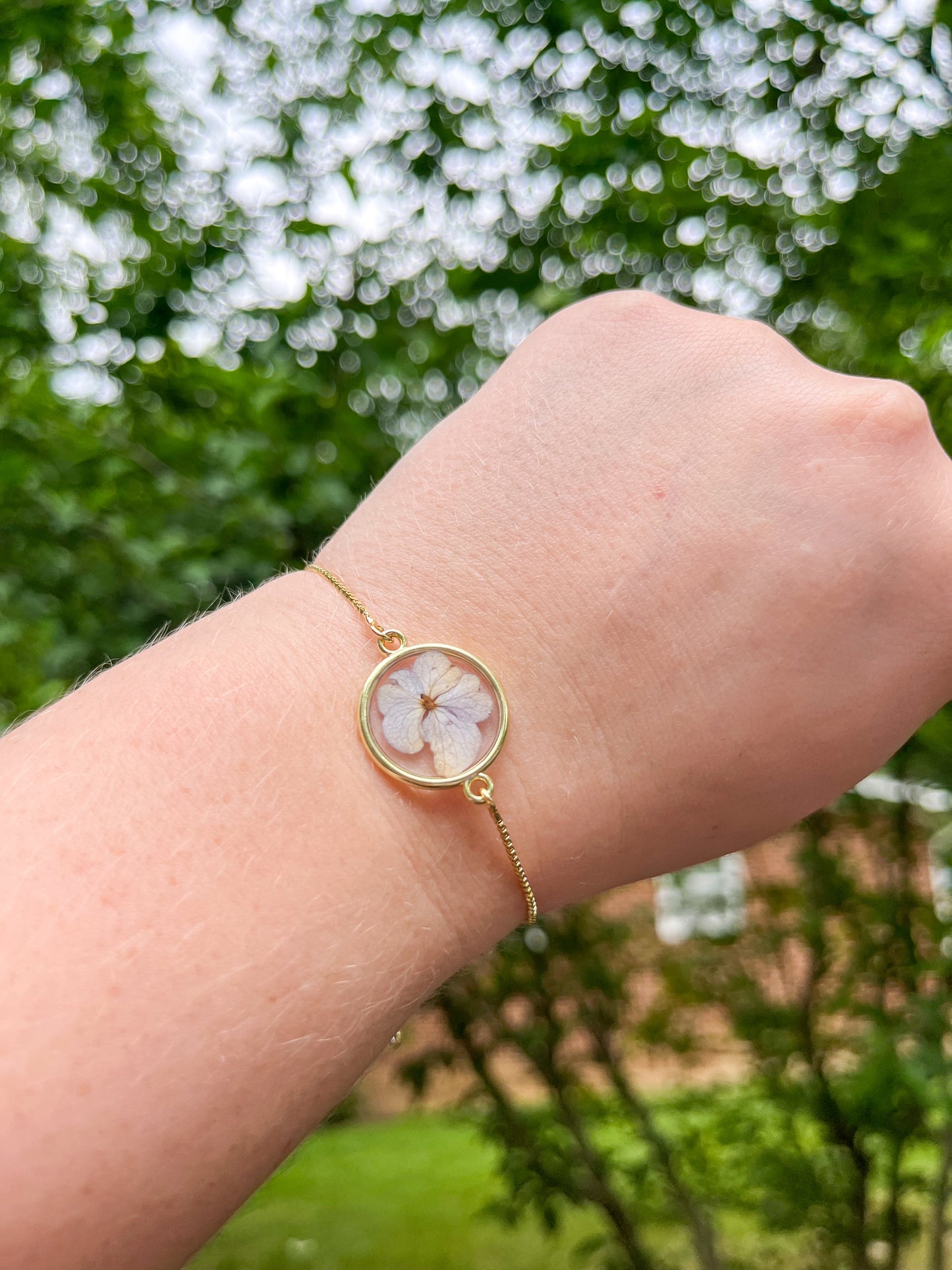 Gold Lilac Hydrangea Bracelet
