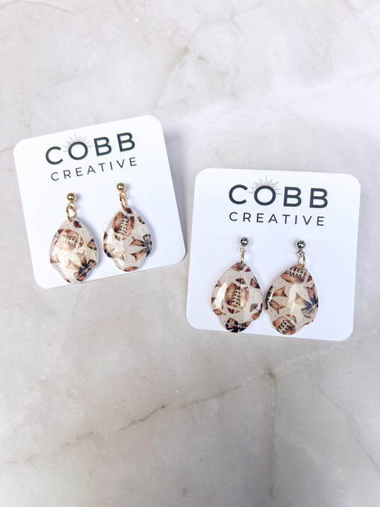 Dainty Footballs & Bows Earrings