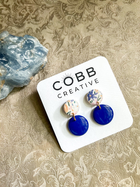 Azure Bloom Round Earrings