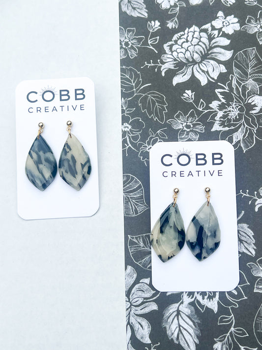 Midnight Marble Teardrop Earrings