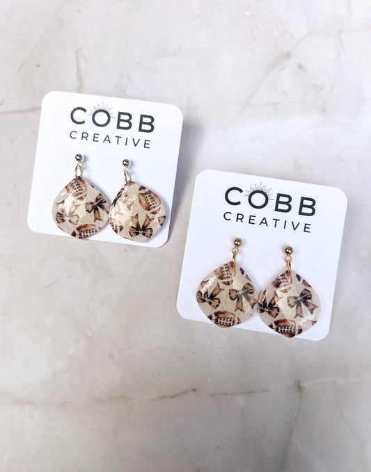 Footballs & Bows Teardrop Earrings