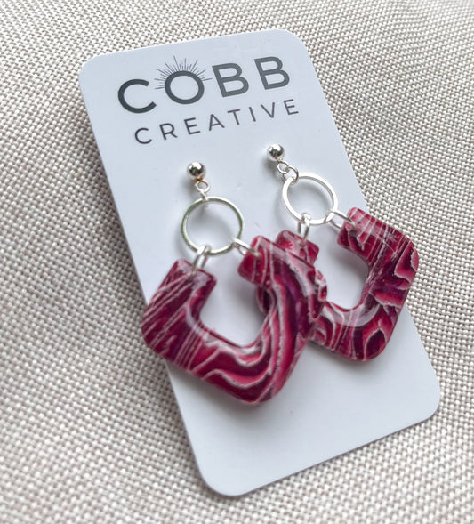 Marbled Wine Drop Earrings