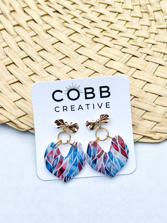 Fragmented Colors Bow Stud Earrings