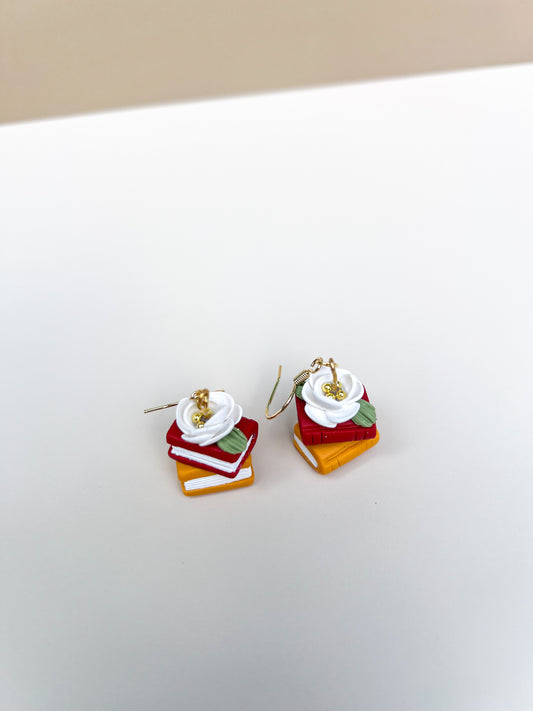 Fall Book Stack Hook Earrings