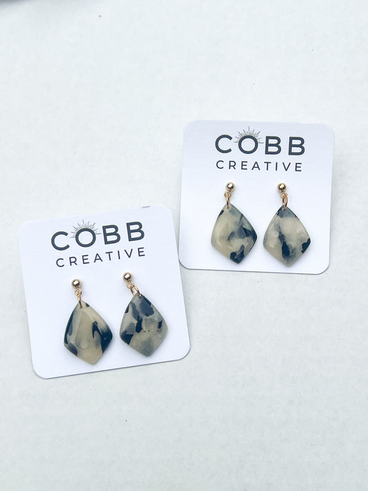 Midnight Marble Small Earrings