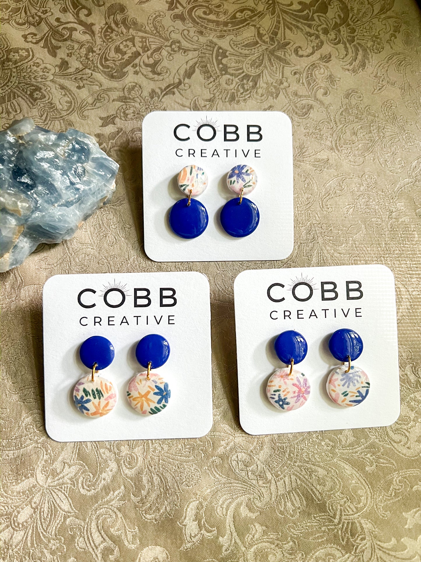 Azure Bloom Round Earrings