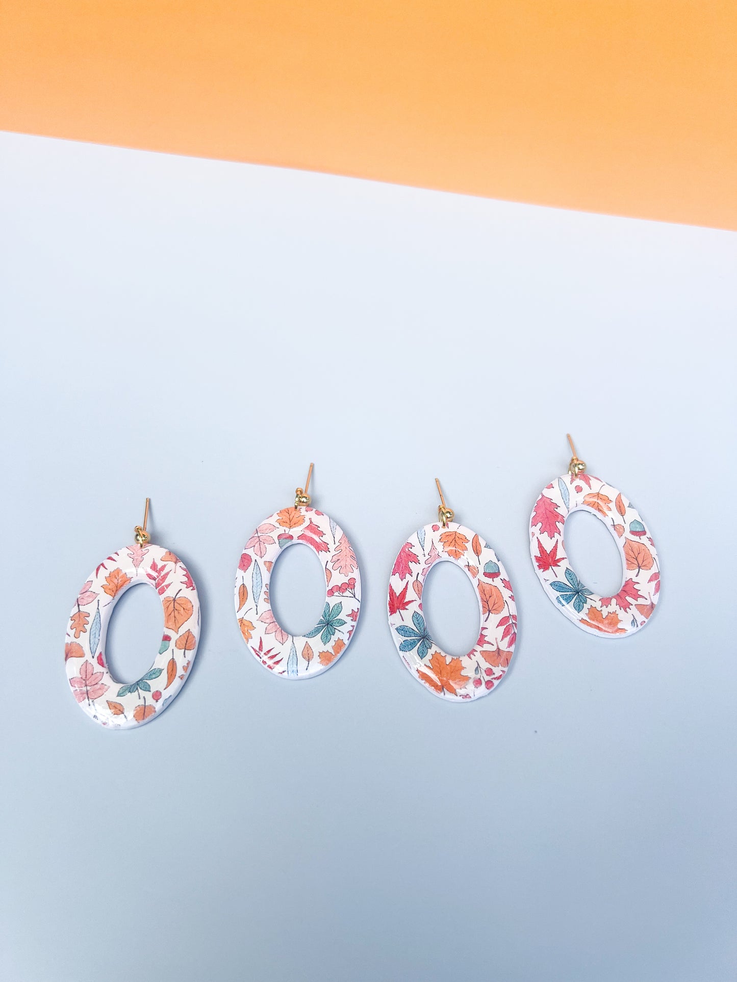 Large Pastel Fall Leaves Earrings
