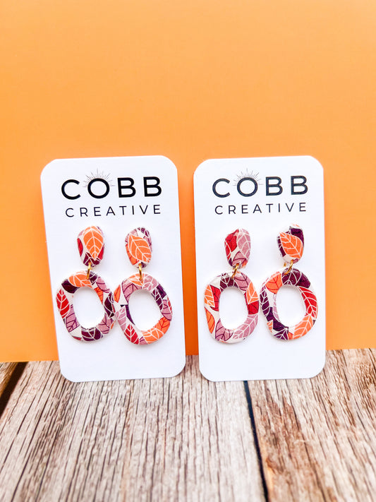 Donut Shaped Fall Leaves Earrings