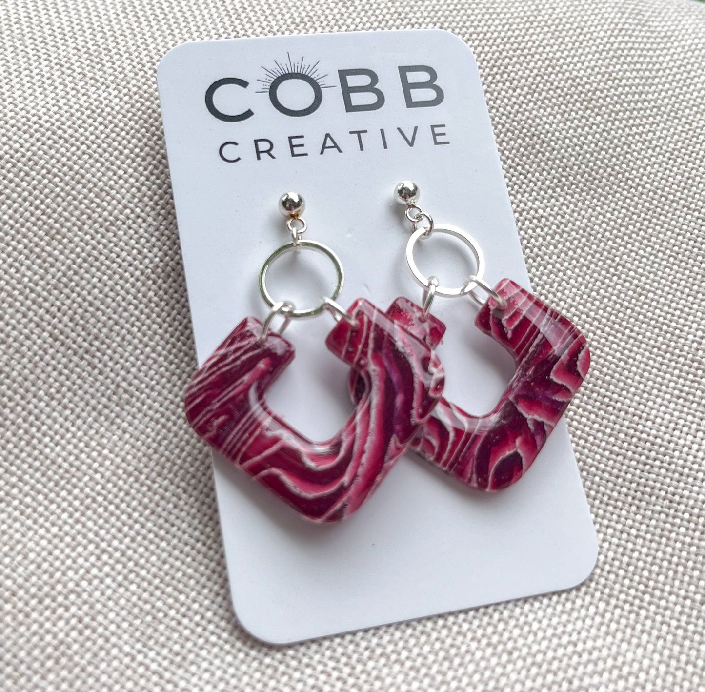 Marbled Wine Drop Earrings