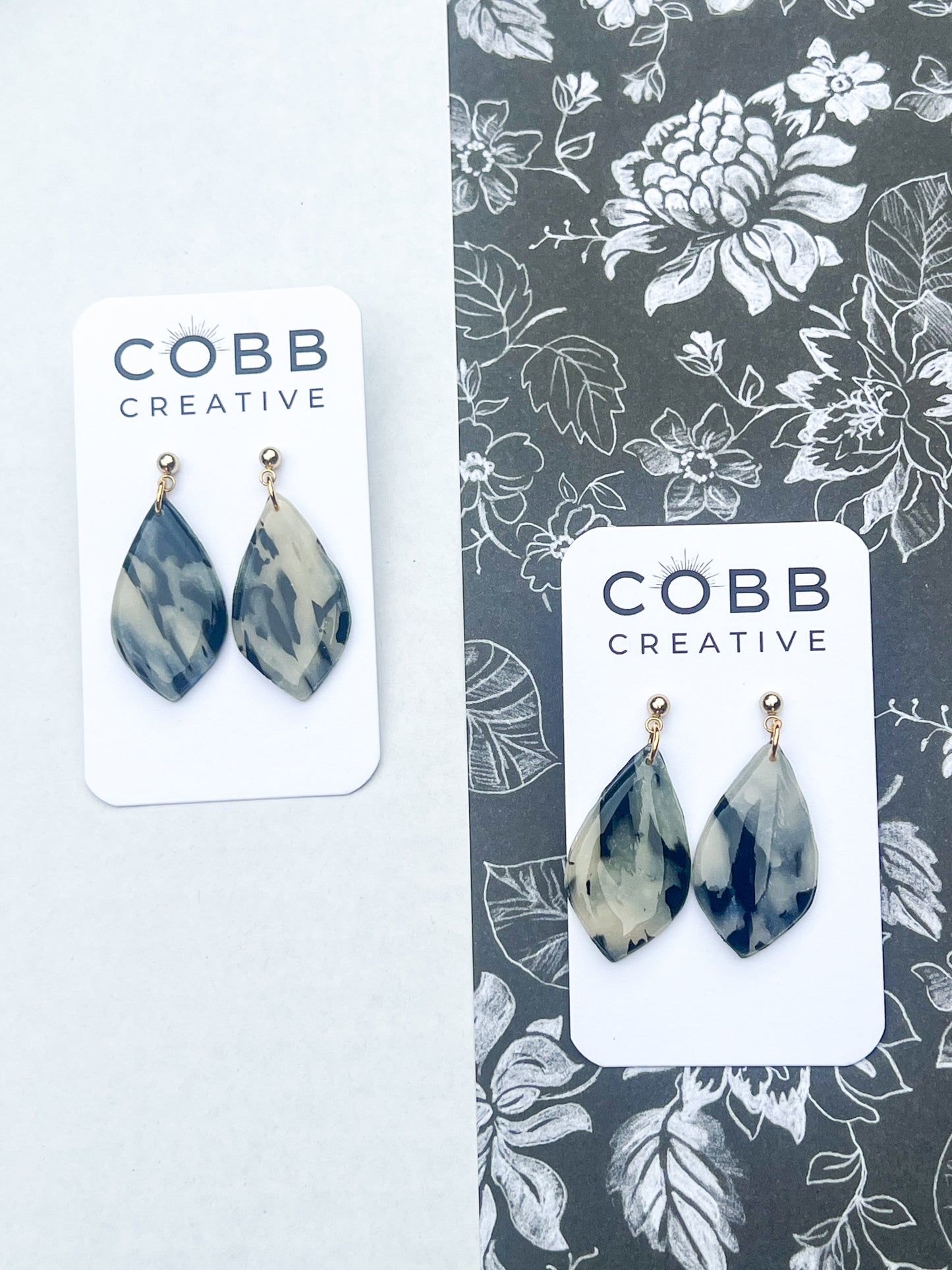Midnight Marble Teardrop Earrings