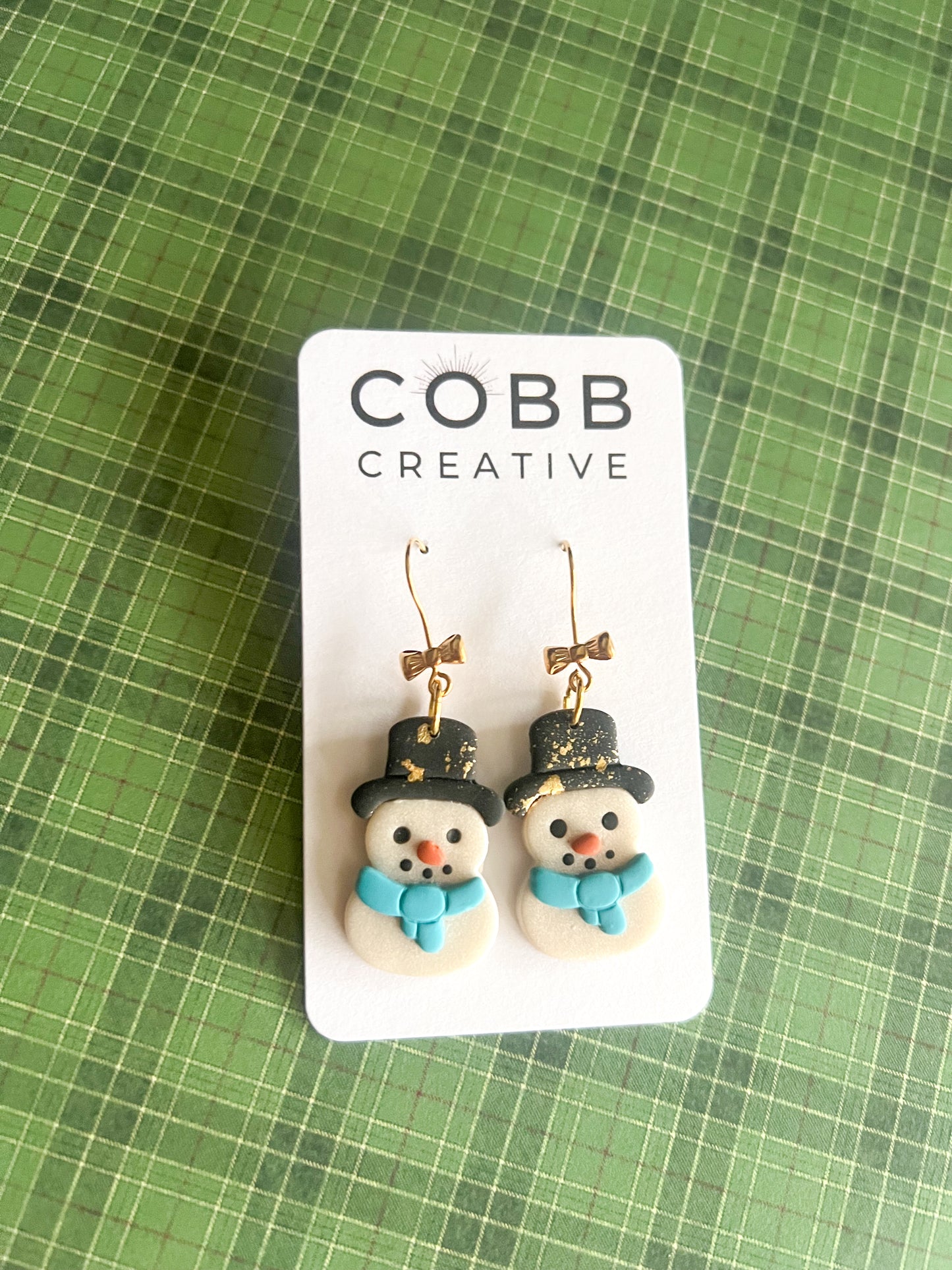 Snowman Bow Hook Earrings
