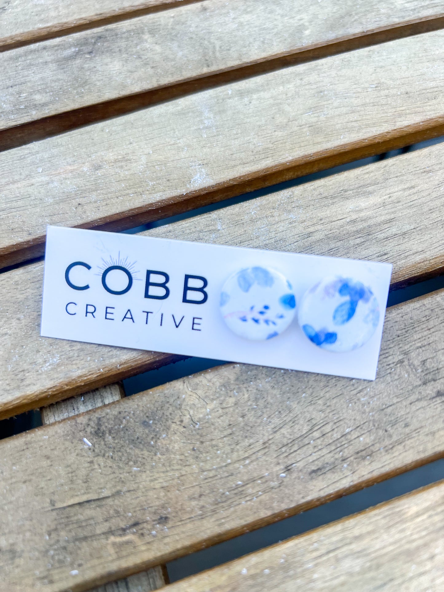 Blue Floral Stud Earrings