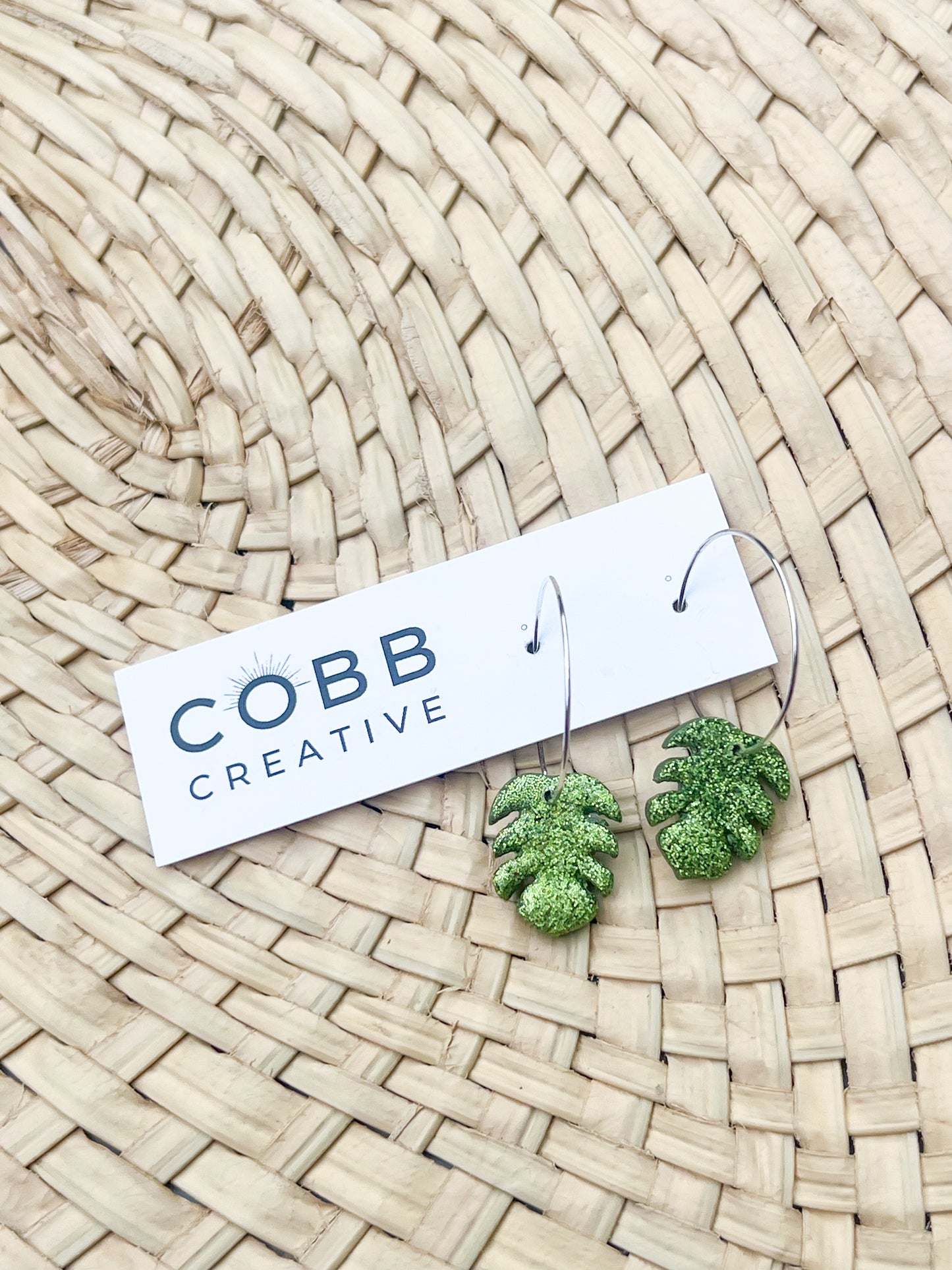 Monstera Leaf Shimmer Earrings