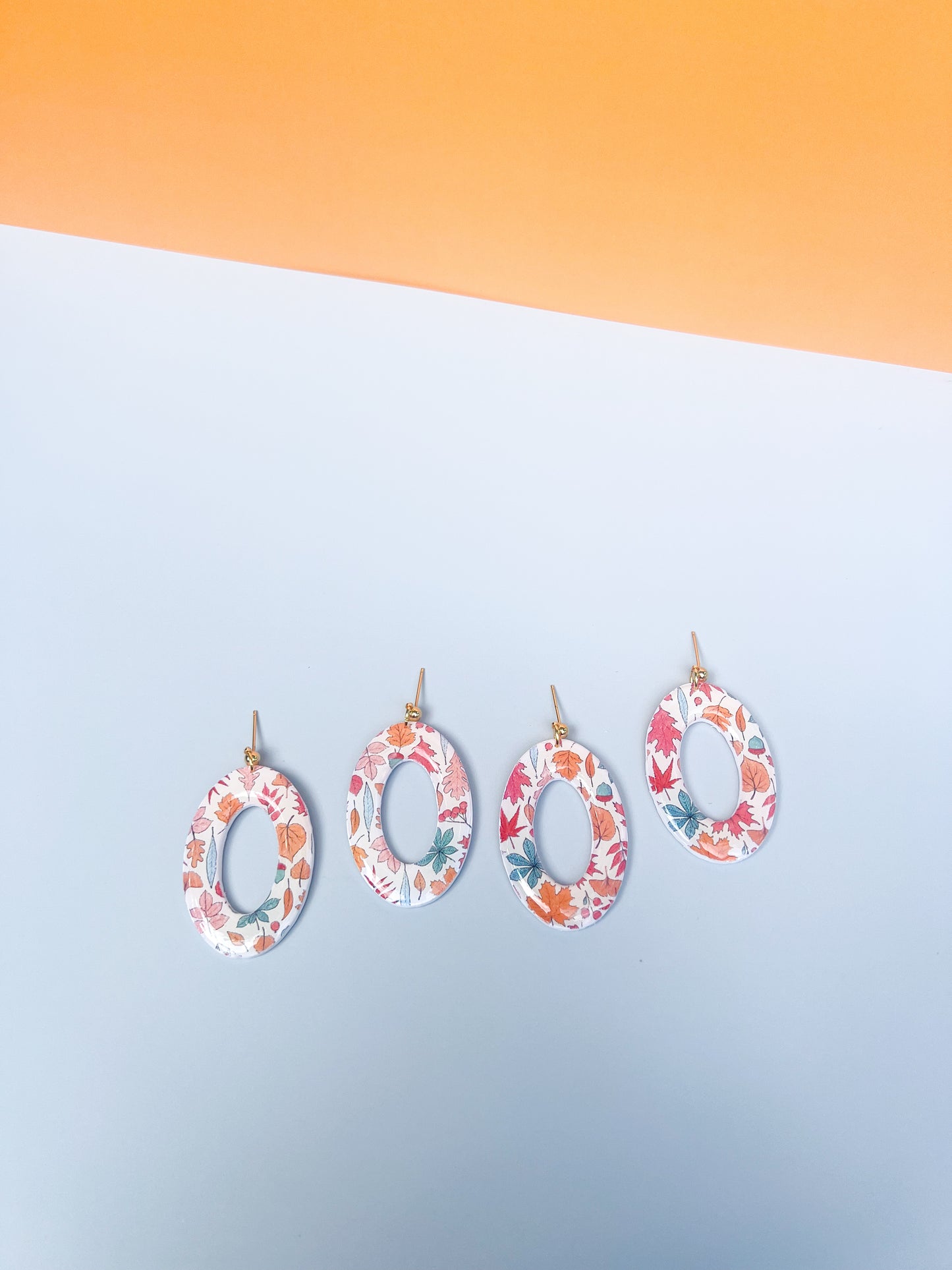 Large Pastel Fall Leaves Earrings