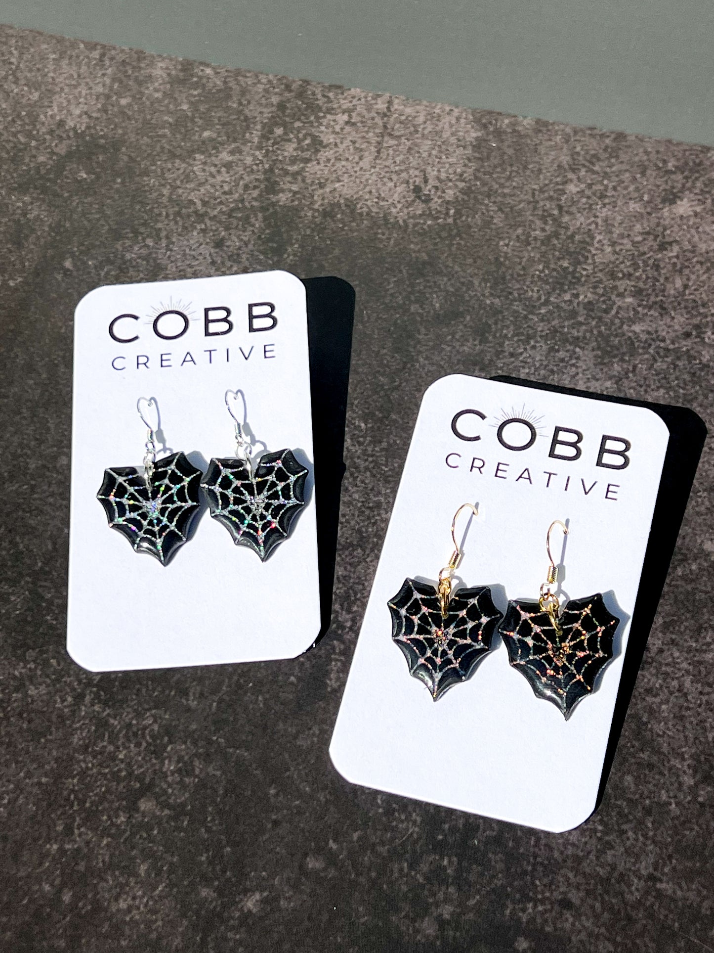 Black Spiderweb Heart Hook Earrings