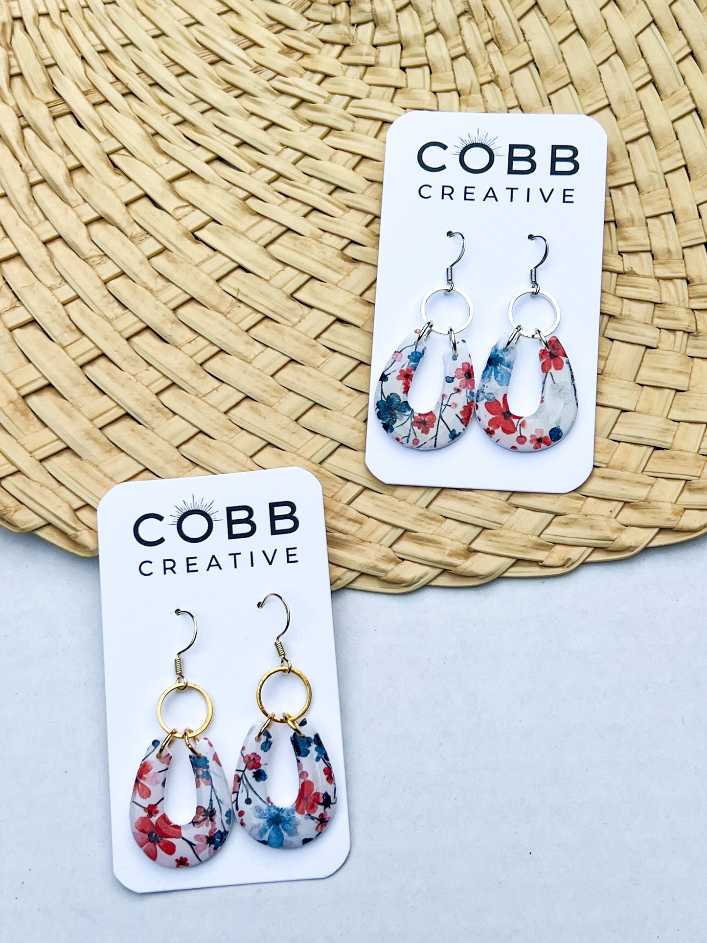 Painted Petal Horseshoe Hook Earrings