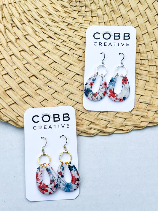 Painted Petal Horseshoe Hook Earrings