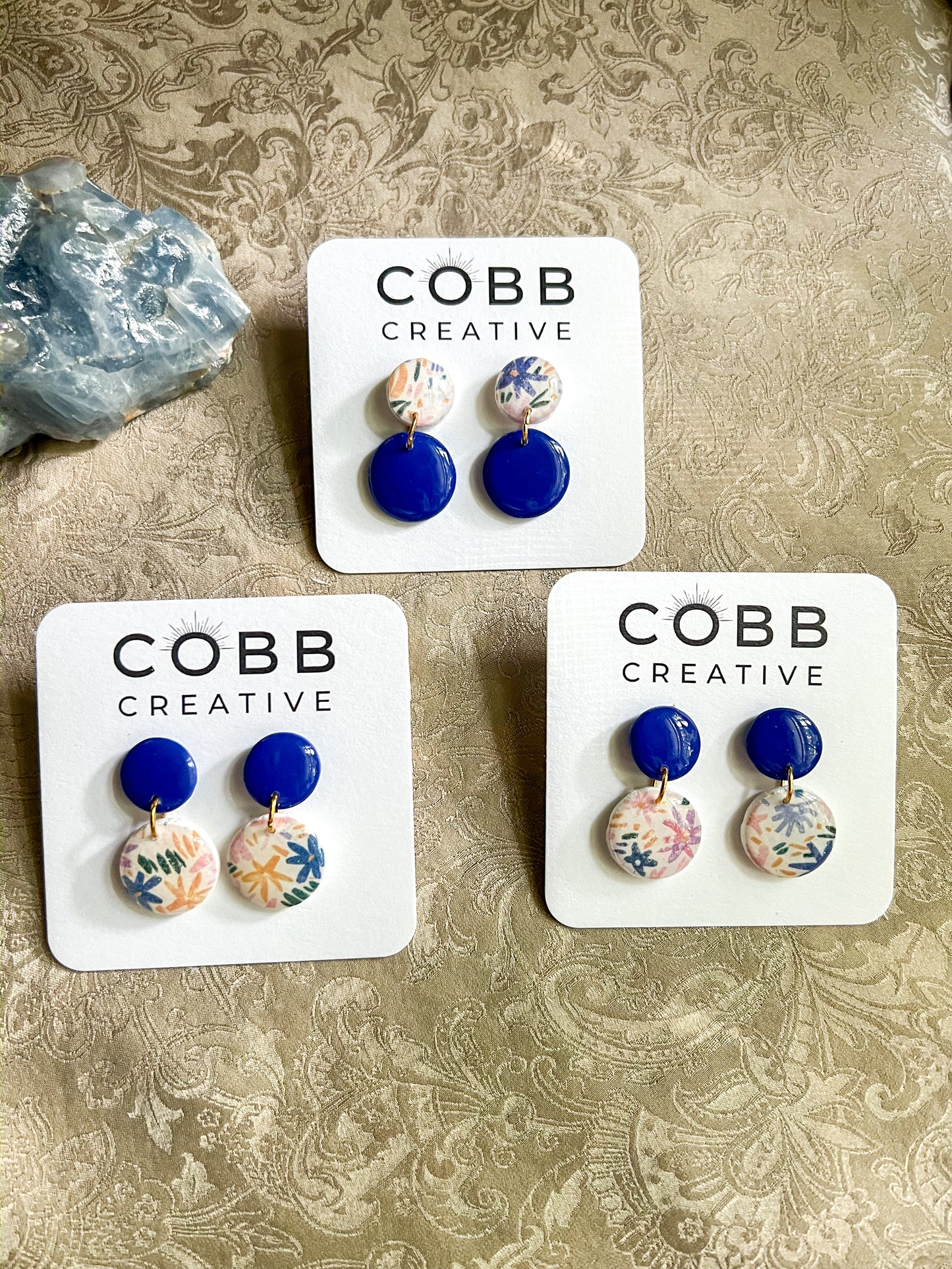 Azure Bloom Round Earrings