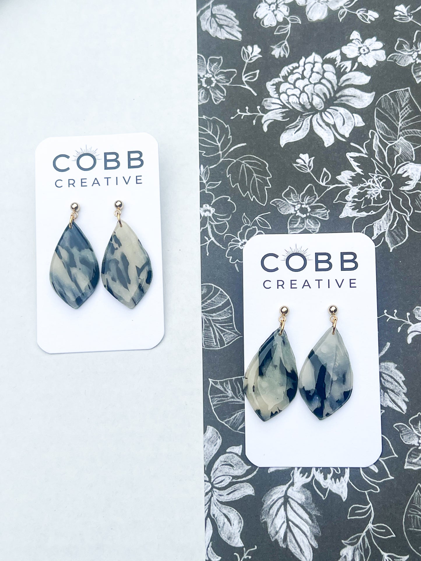 Midnight Marble Teardrop Earrings