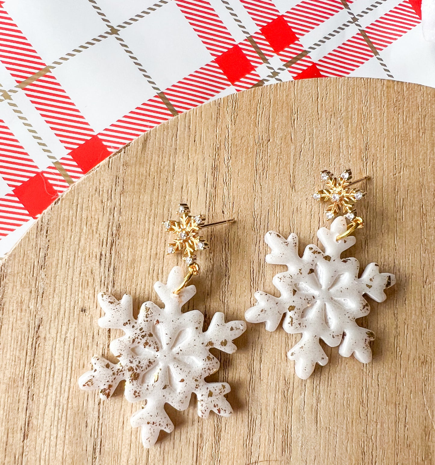 Gold Flake Winter Wonderland Drop Earrings