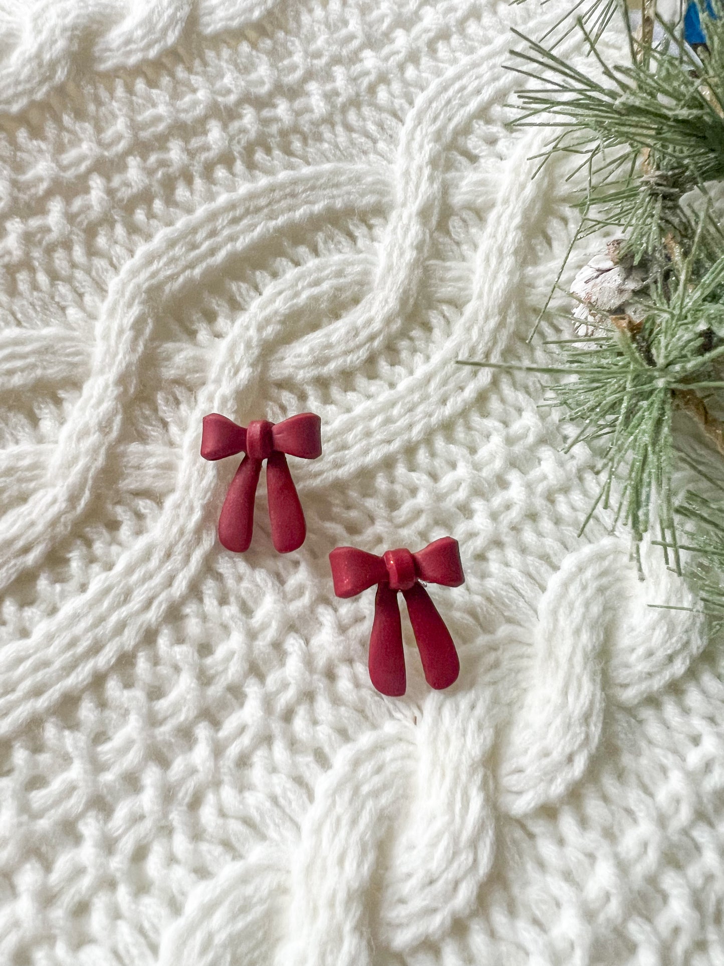 Radiant Red Bow Stud Earrings