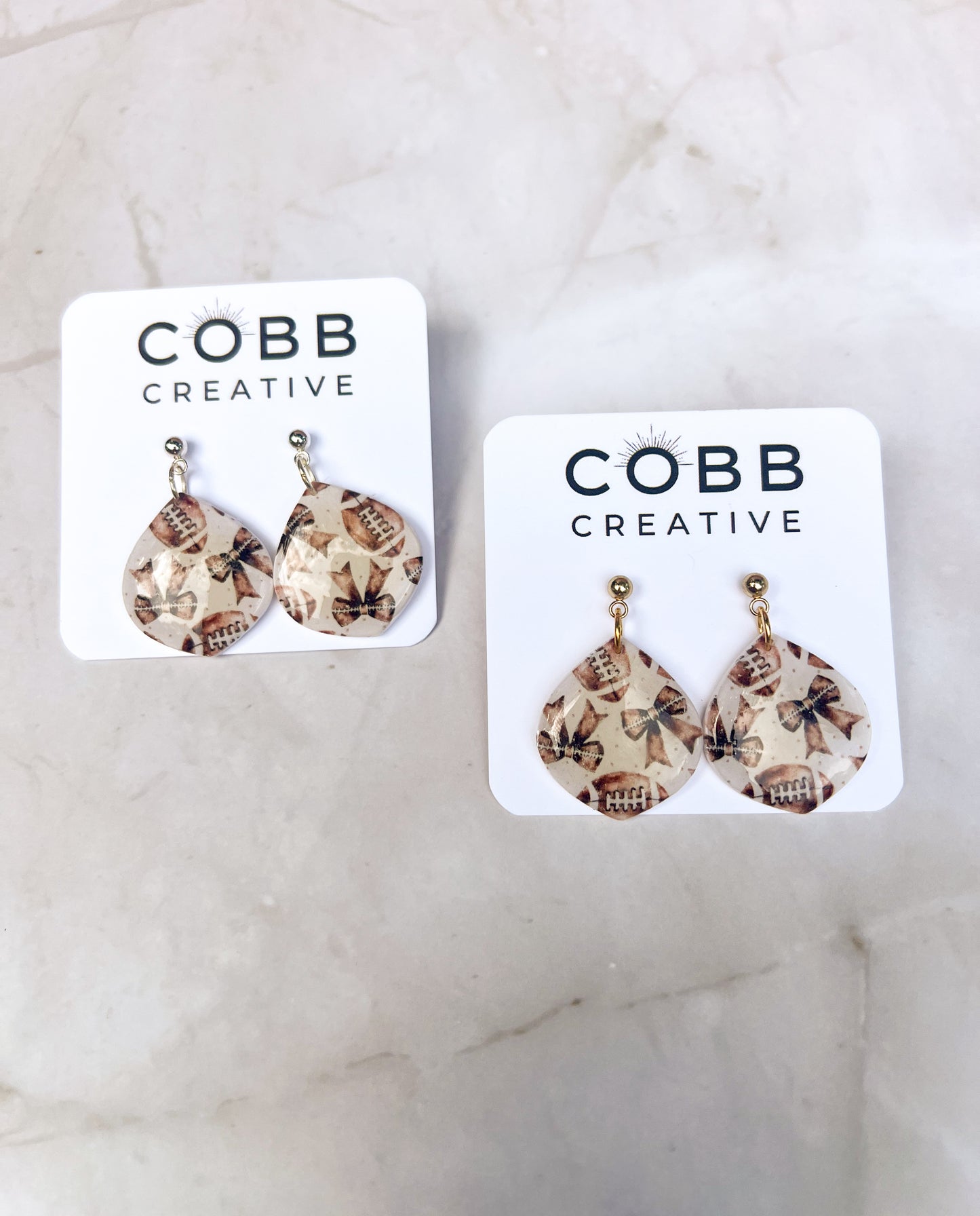 Footballs & Bows Teardrop Earrings