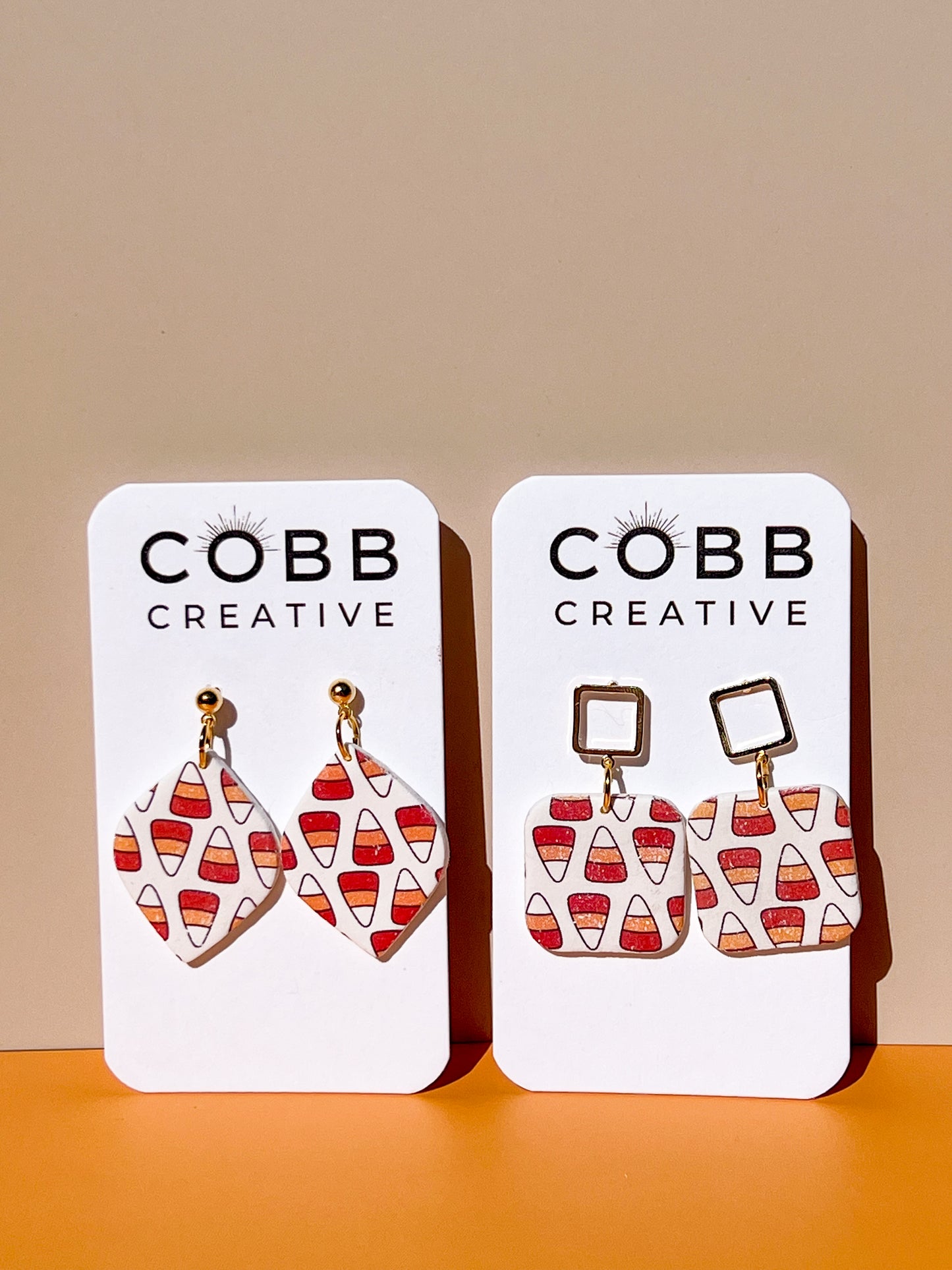 Candy Corn Square Earrings