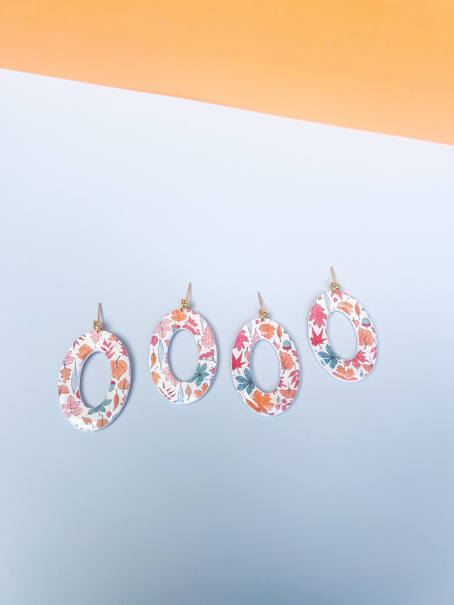 Large Pastel Fall Leaves Earrings