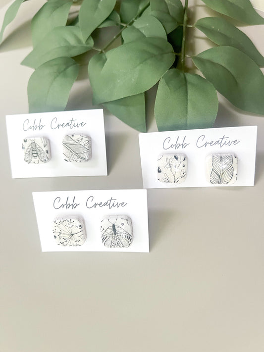 Garden Square Stud Earrings