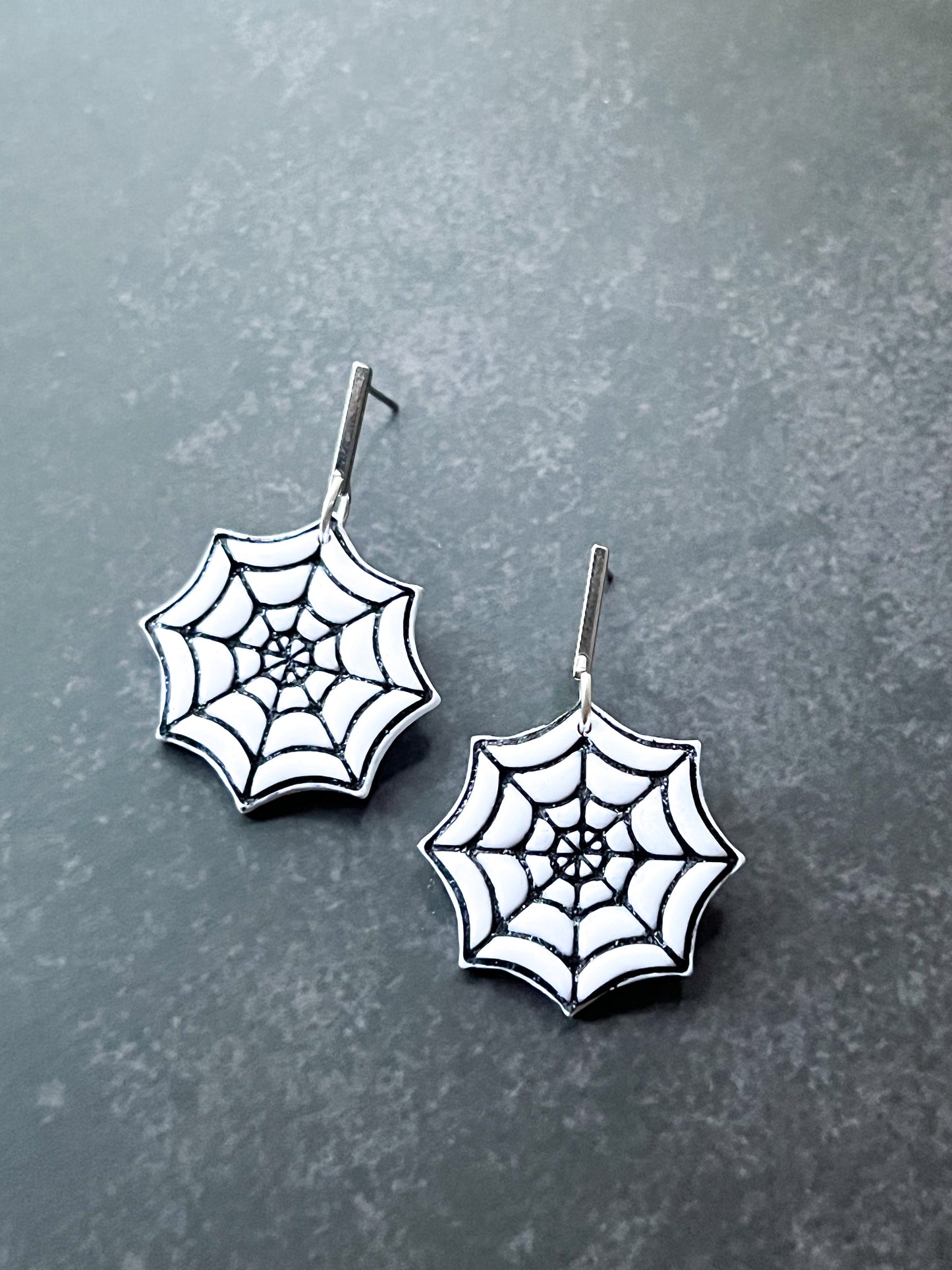 White Spooky Spiderweb Earrings