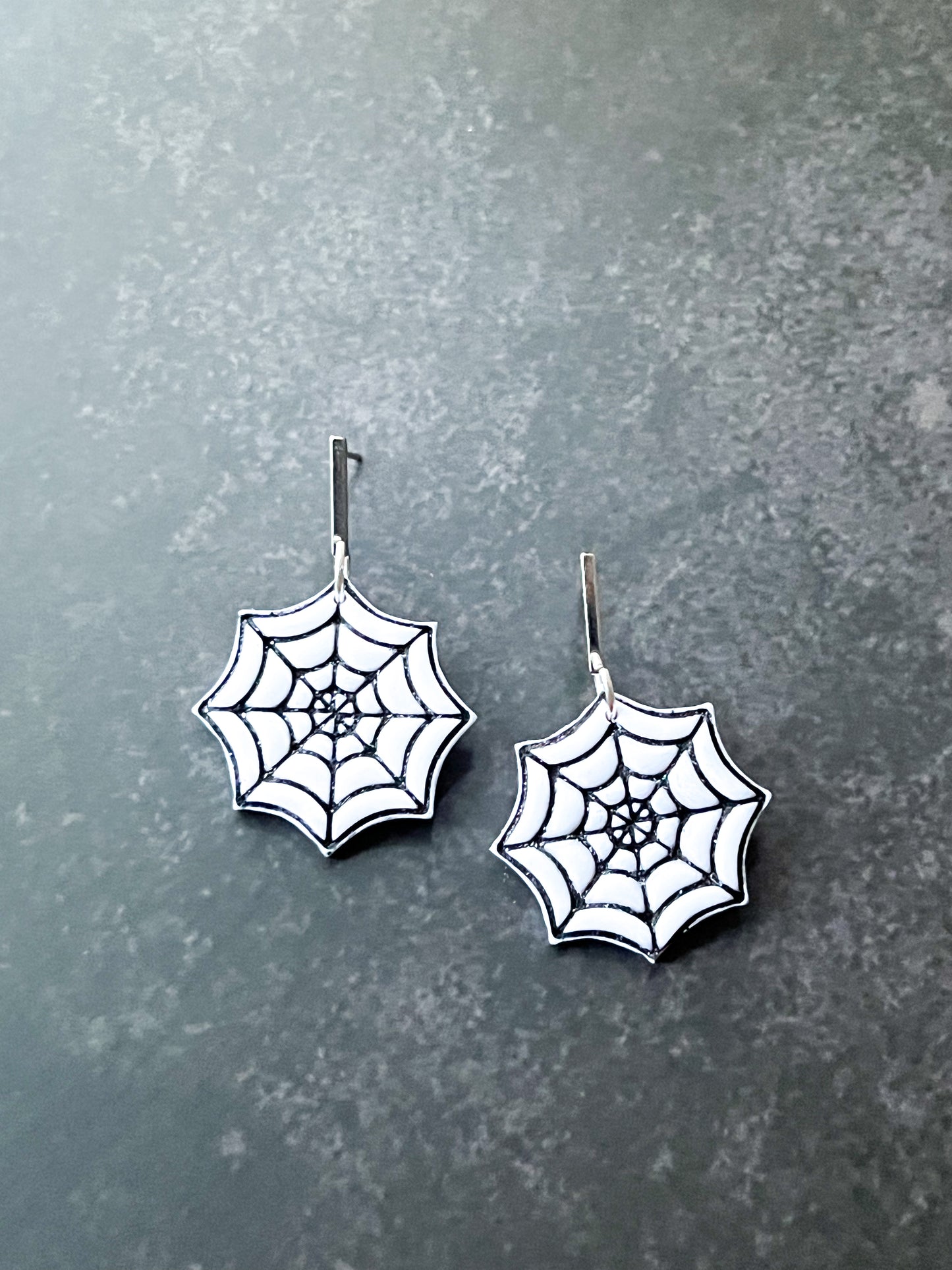 White Spooky Spiderweb Earrings