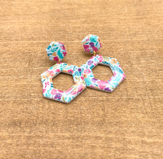 Garden Party Hexagon Earrings