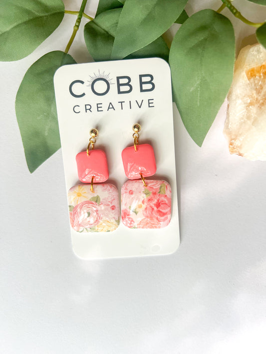 Petal Blush Square Earrings