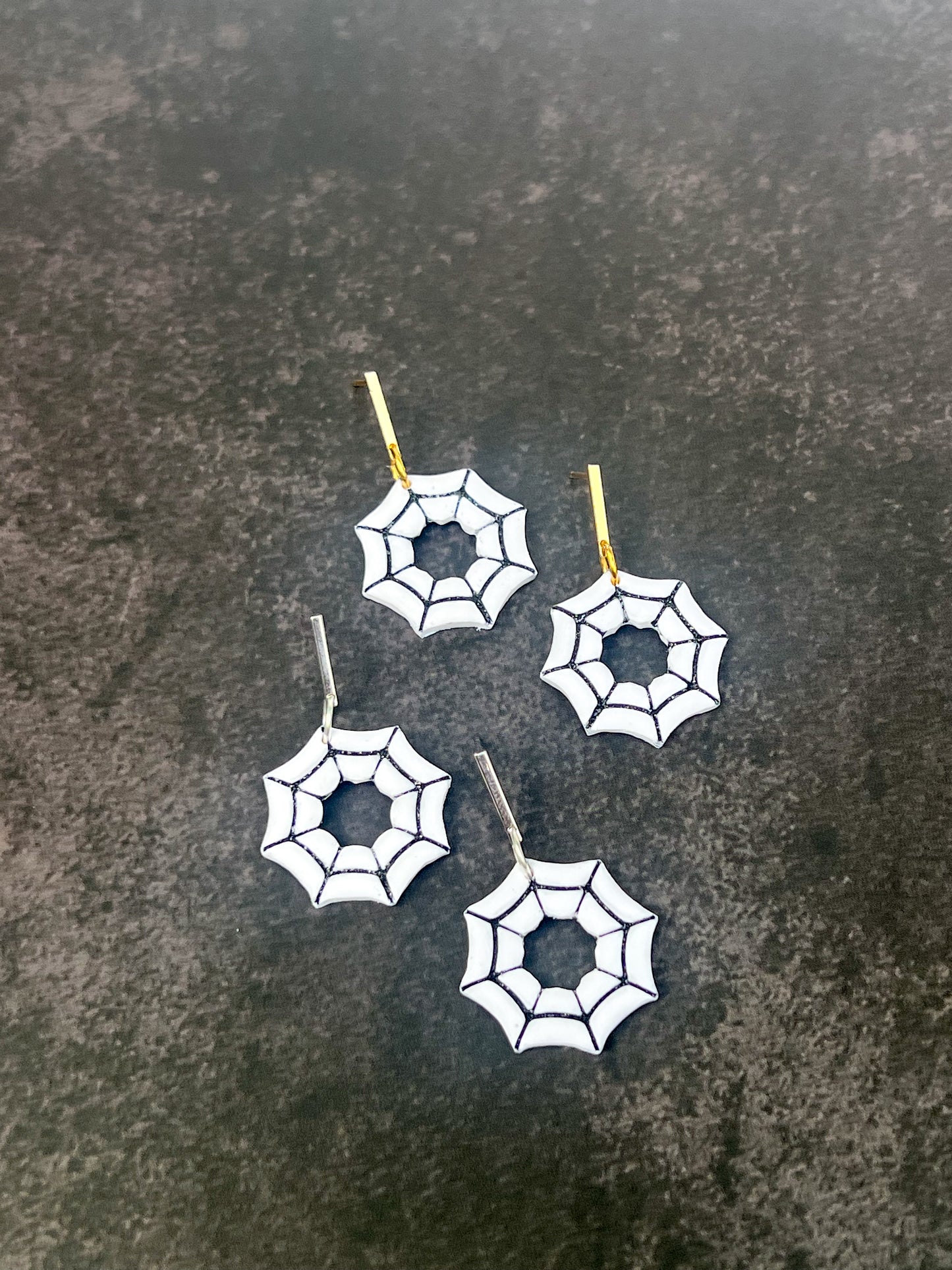 White Spiderweb Earrings
