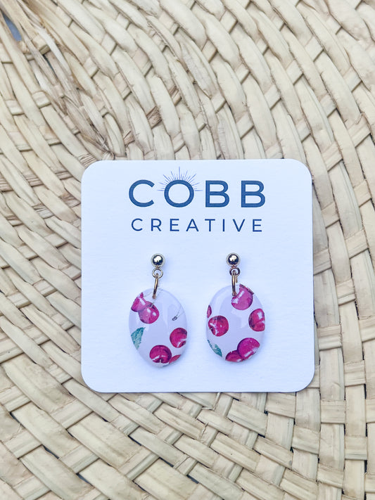Cherry Oval Earrings